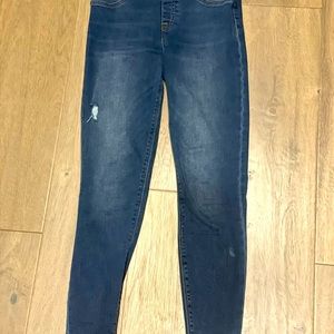 Spanx, Jean-ish ankle leggings, slightly distressed, blue, size small
